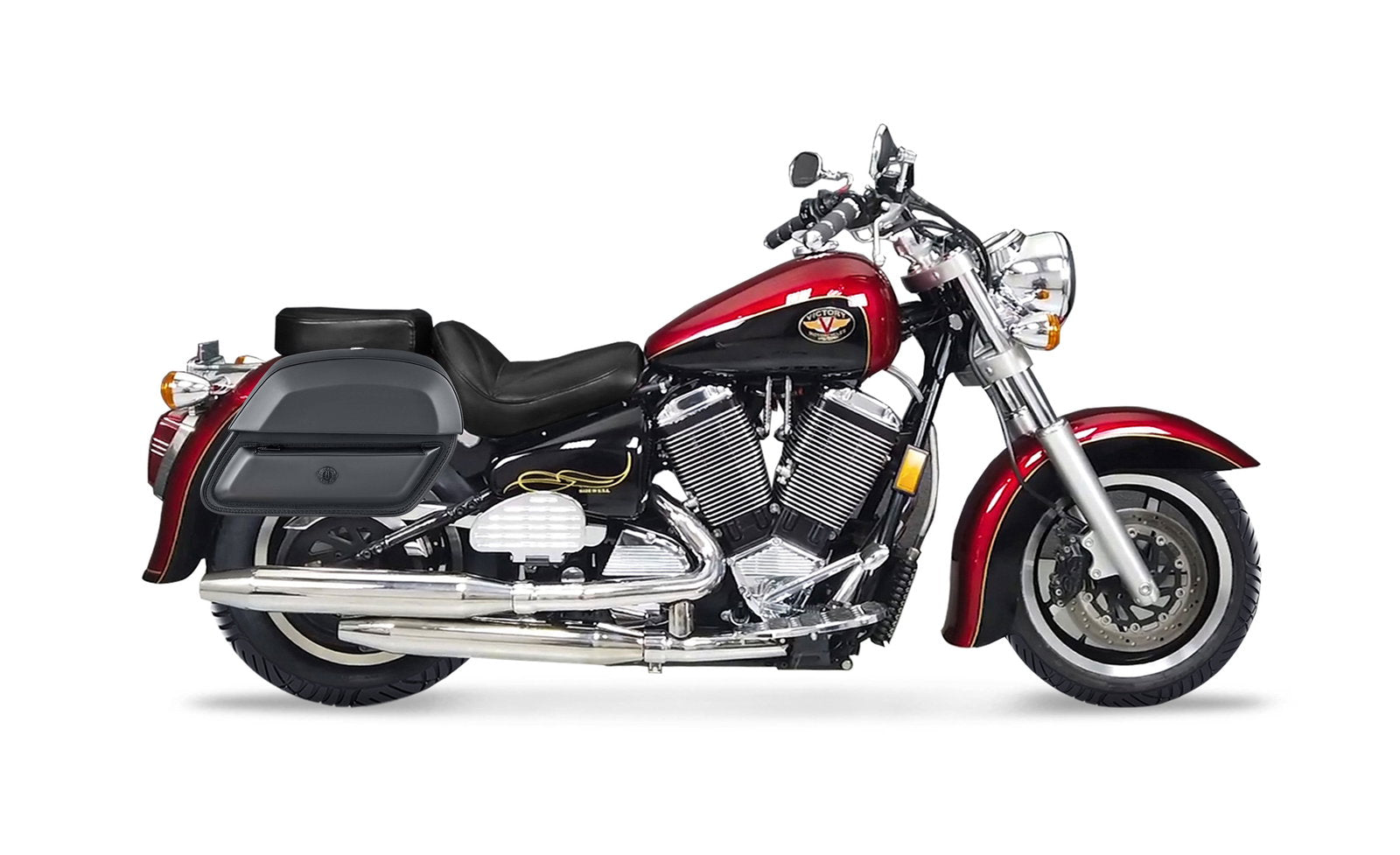 28L - Pantheon Medium Hard Mount Victory V92C Leather Motocicleta Alforjas