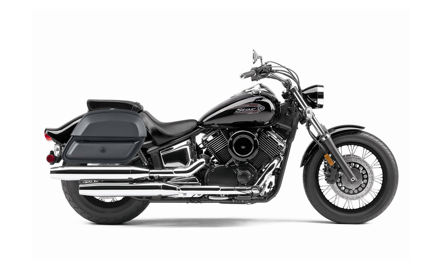28L - Pantheon Medium Hard Mount Yamaha V Star 1100 Custom XVS11T Leather Motocicleta Alforjas