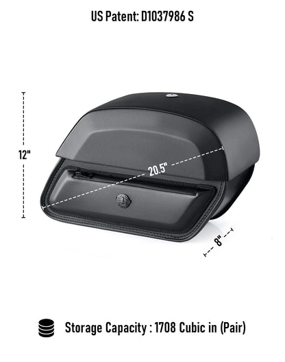 28L - Pantheon Medium Hard Mount Yamaha V Star 1100 Custom XVS11T Leather Motocicleta Alforjas