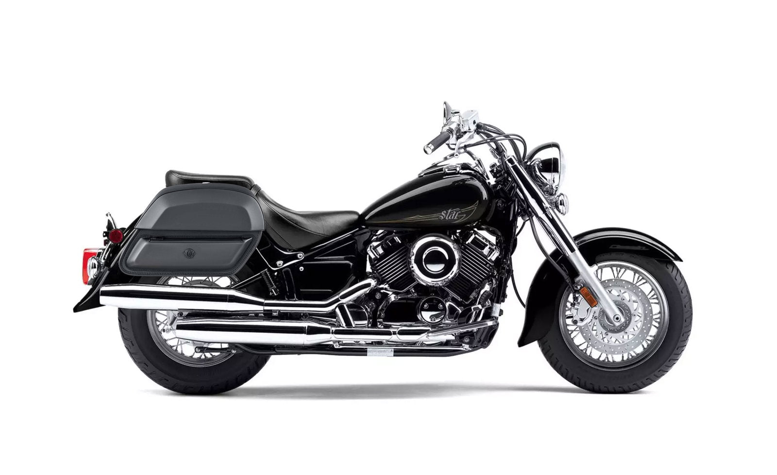 28L - Pantheon Medium Hard Mount Yamaha V Star 650 Classic XVS65A Leather Motocicleta Alforjas