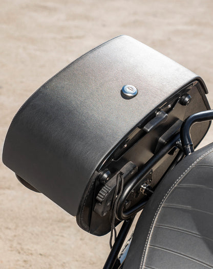 28L - Panzer Medium Quick Mount Royal Enfield Scram 411 Leather Alforjas