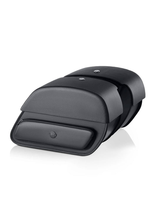 32L - Pantheon Large Hard Mount Shock Cutout Victory Octane Leather Alforjas