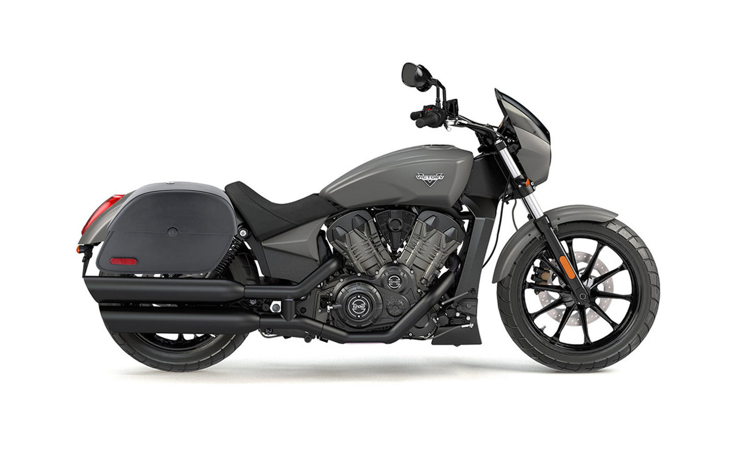 32L - Panzer Large Hard Mount Shock Cutout Victory Octane Leather Alforjas