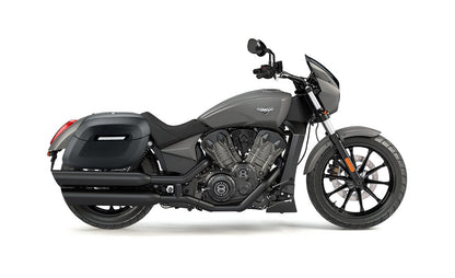 36L - Lamellar Raven XL Shock Cut-out Victory Octane Leather Covered Hard Alforjas