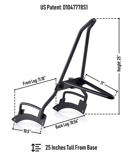Iron Born Blade 25" Sissy bar with Foldable Luggage Rack para Indian Scout Bobber Sixty Matte Black