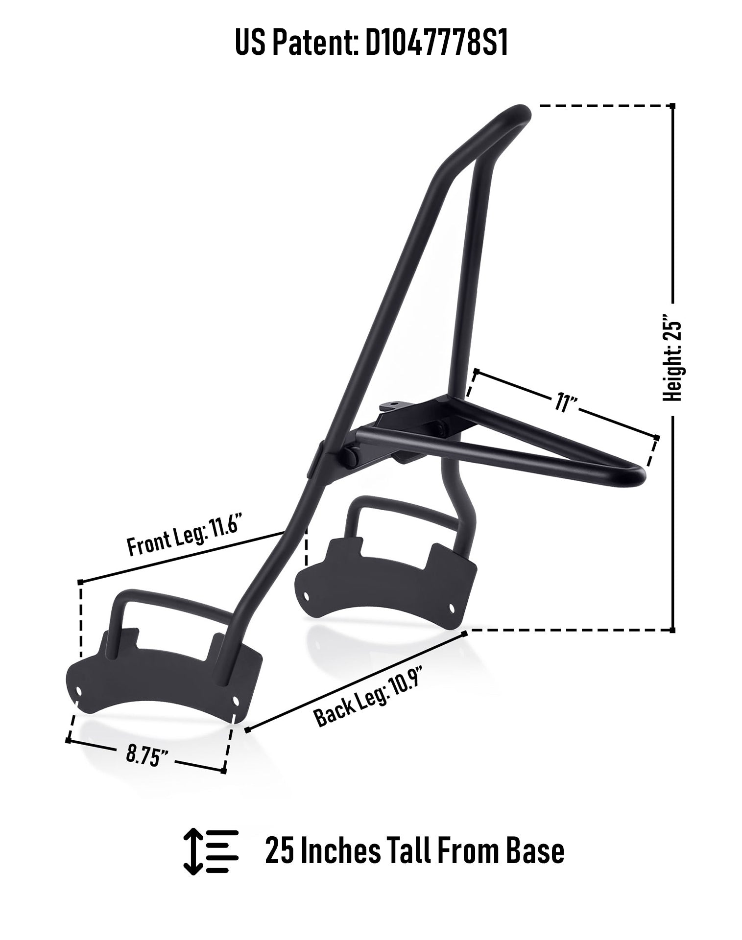 Iron Born Blade 25" Indian Sport Chief (2023+) Sissy bar with Foldable Luggage Rack Matte Black