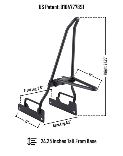 Iron Born Blade 25" Indian Scout Sissy bar with Foldable Luggage Rack Matte Black