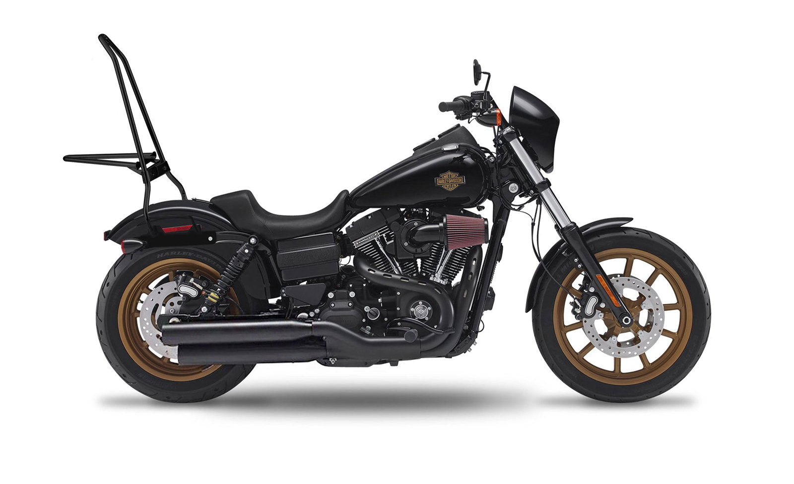 Iron Born Blade 25" Sissy bar with Foldable Luggage Rack para Harley Dyna Low Rider S FXDLS (2016-17) Matte Black