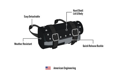 2L - Armor Studded BMW Leather Motocicleta Bolsa para manubrio