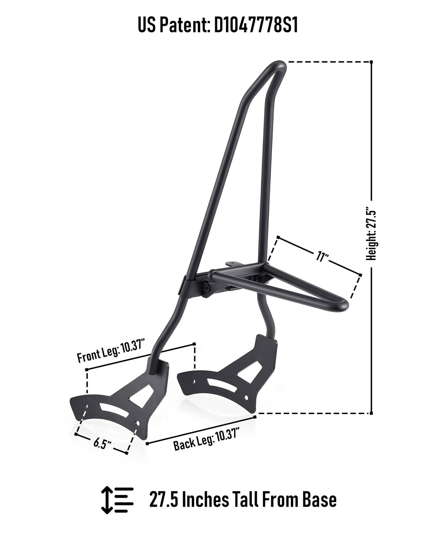 Iron Born Blade 25" Sissy bar with Foldable Luggage Rack para Honda Rebel 1100 CMX1100 Matte Black