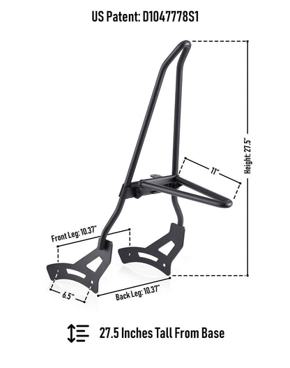Iron Born Blade 25" Sissy bar with Foldable Luggage Rack para Honda Rebel 1100 CMX1100 Matte Black