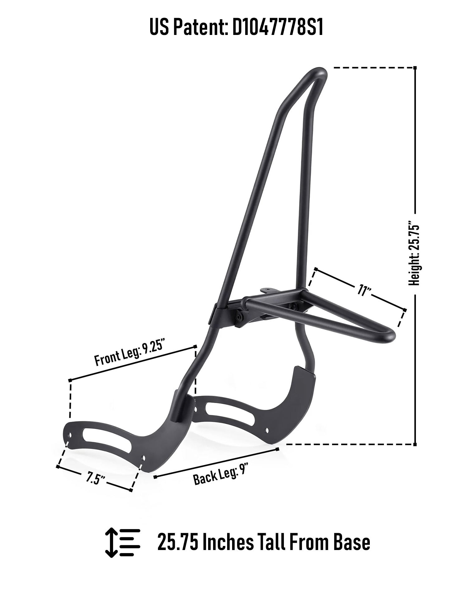 Iron Born Blade 25" Sissy bar with Foldable Luggage Rack para Honda Rebel 500/ABS Matte Black