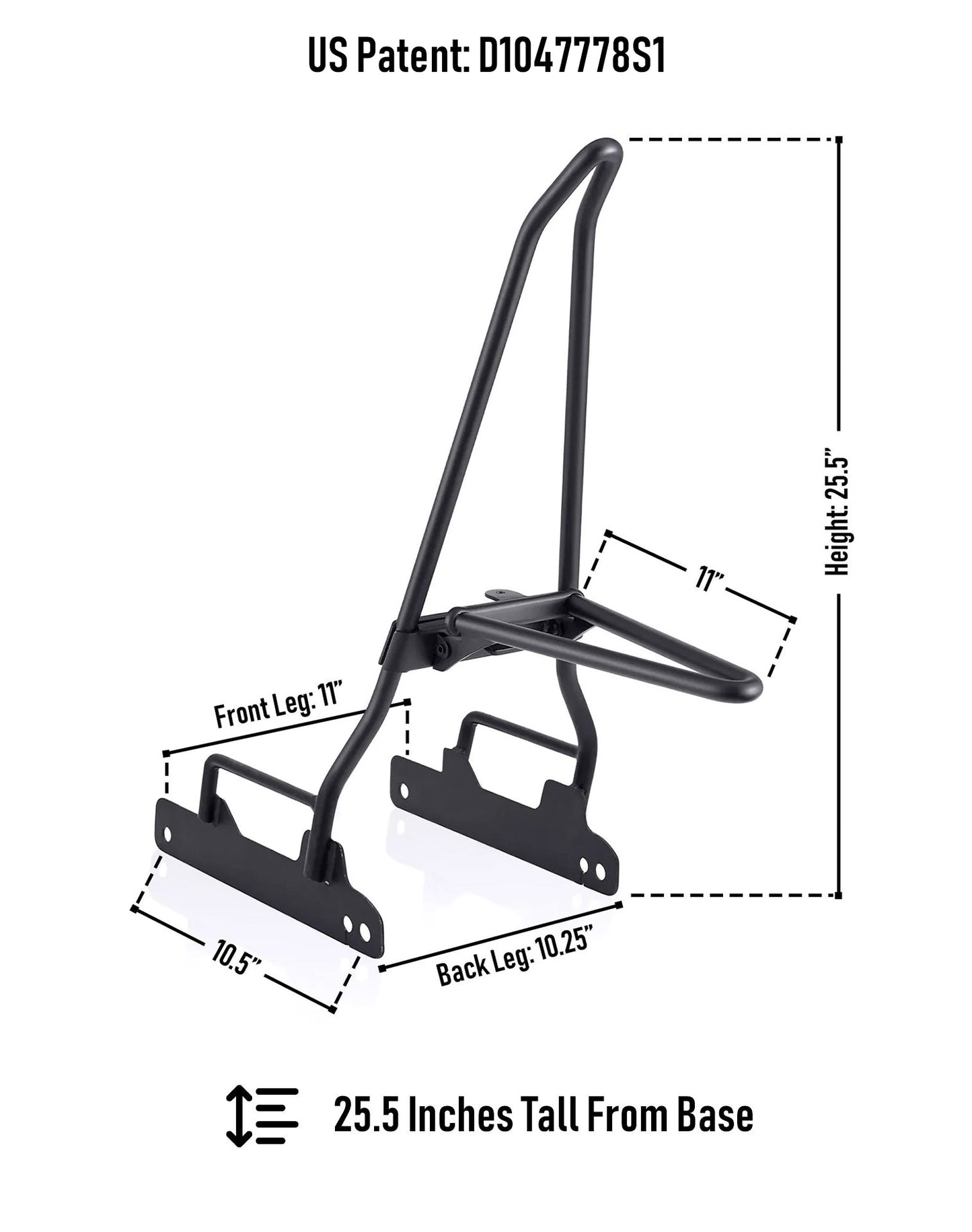 Iron Born Blade 25" Sissy bar with Foldable Luggage Rack para Harley Dyna Super Glide FXD Matte Black