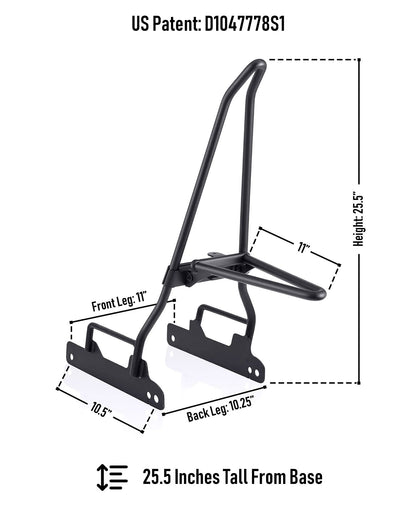 Iron Born Blade 25" Sissy bar with Foldable Luggage Rack para Harley Dyna Super Glide Custom FXDC/I Matte Black