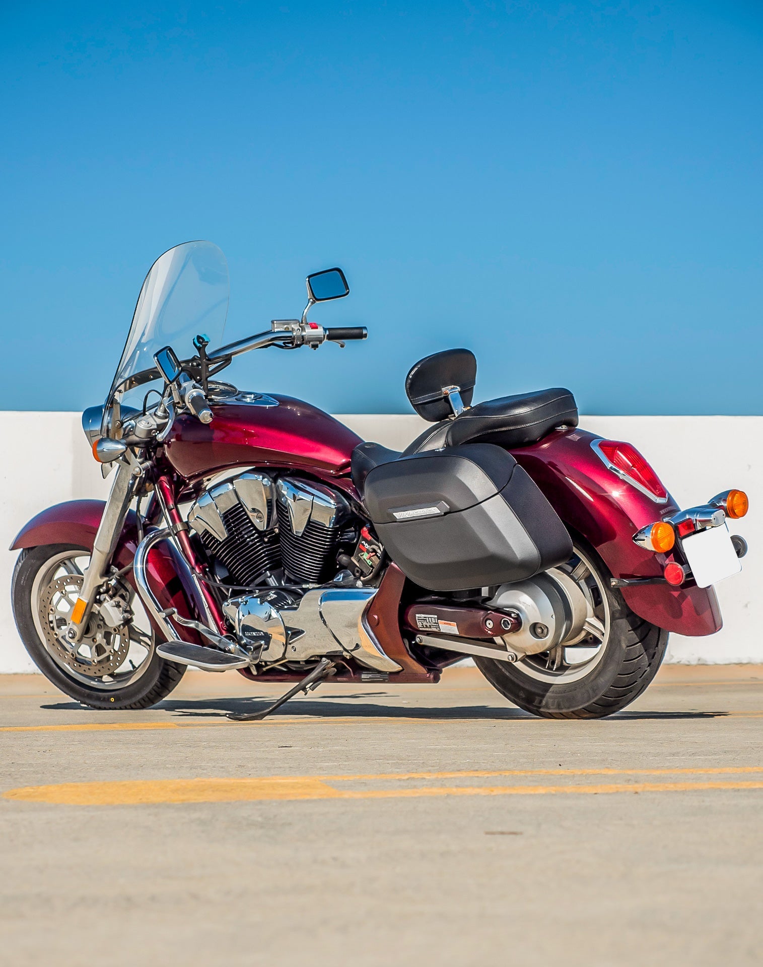 40L - Lamellar Raven XL Honda VT1300CT Interstate Leather Wrapped Hard Alforjas