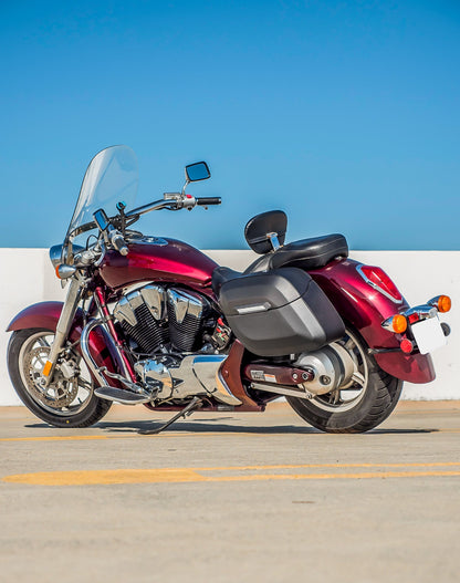 40L - Lamellar Raven XL Honda VT1300CT Interstate Leather Wrapped Hard Alforjas