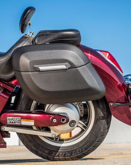 40L - Lamellar Raven XL Honda VT1300CT Interstate Leather Wrapped Hard Alforjas