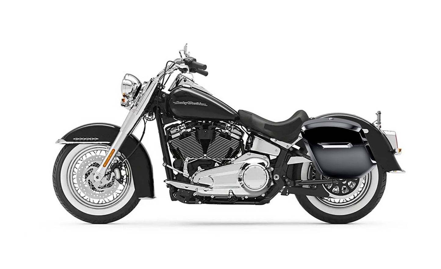 12L - Ironclad Quick Mount Medium Harley Softail Deluxe FLDE Painted Hard Solo Alforja (Left Only)