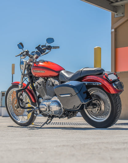 12L - Ironclad Quick Mount Medium Harley Sportster 883 Custom XL883C Painted Hard Solo Alforja (Left Only)