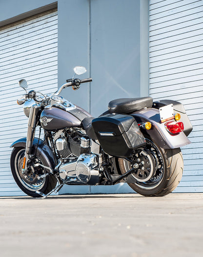 12L - Ironclad Quick Mount Medium Harley Softail Fat Boy Lo FLSTFB Painted Hard Solo Alforja (Left Only)