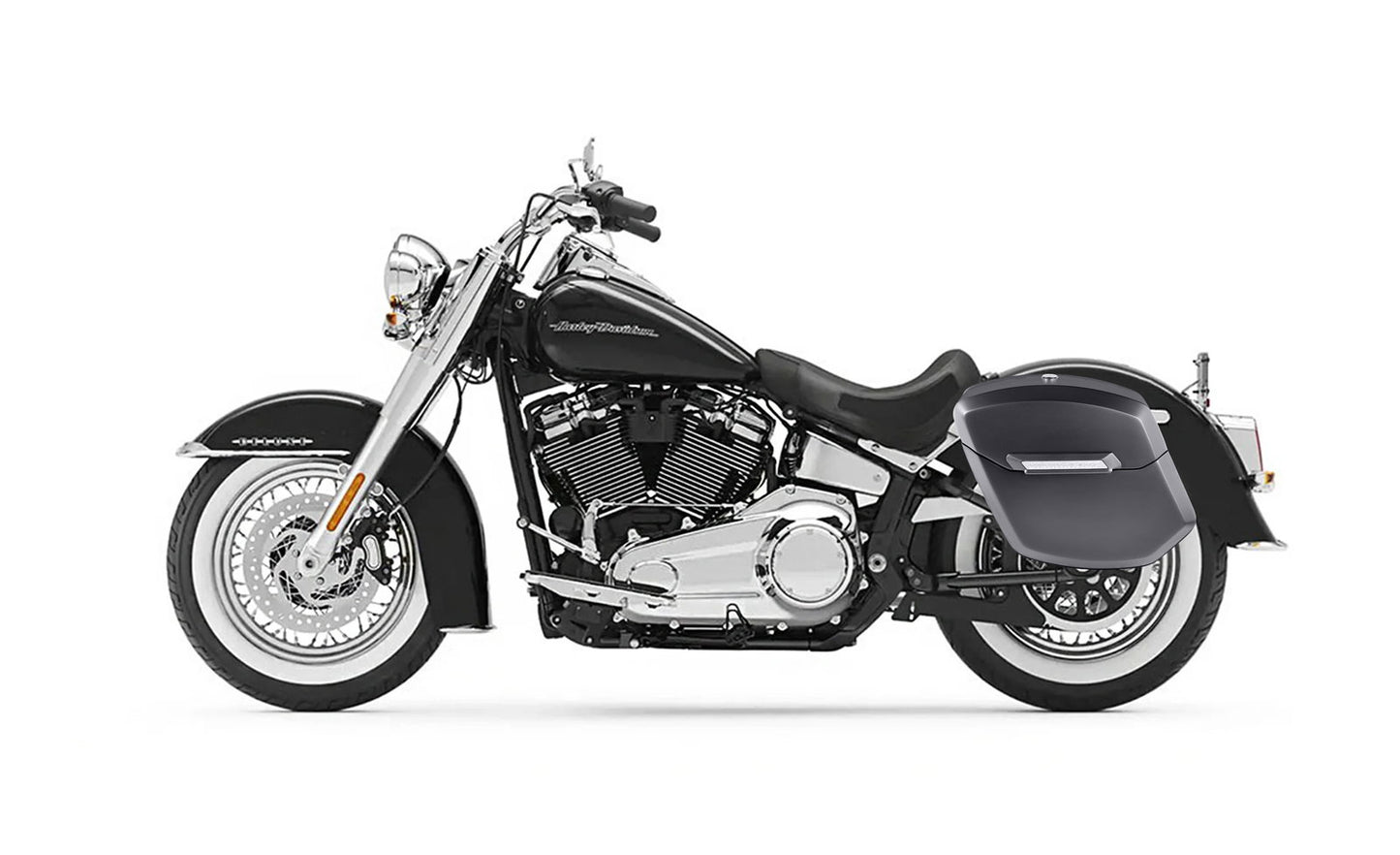 12L - Ironclad Quick Mount Medium Harley Softail Deluxe FLDE Matte Hard Solo Alforja (Left Only)