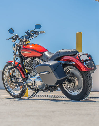 12L - Ironclad Quick Mount Medium Harley Sportster 883 Custom XL883C Matte Hard Solo Alforja (Left Only)