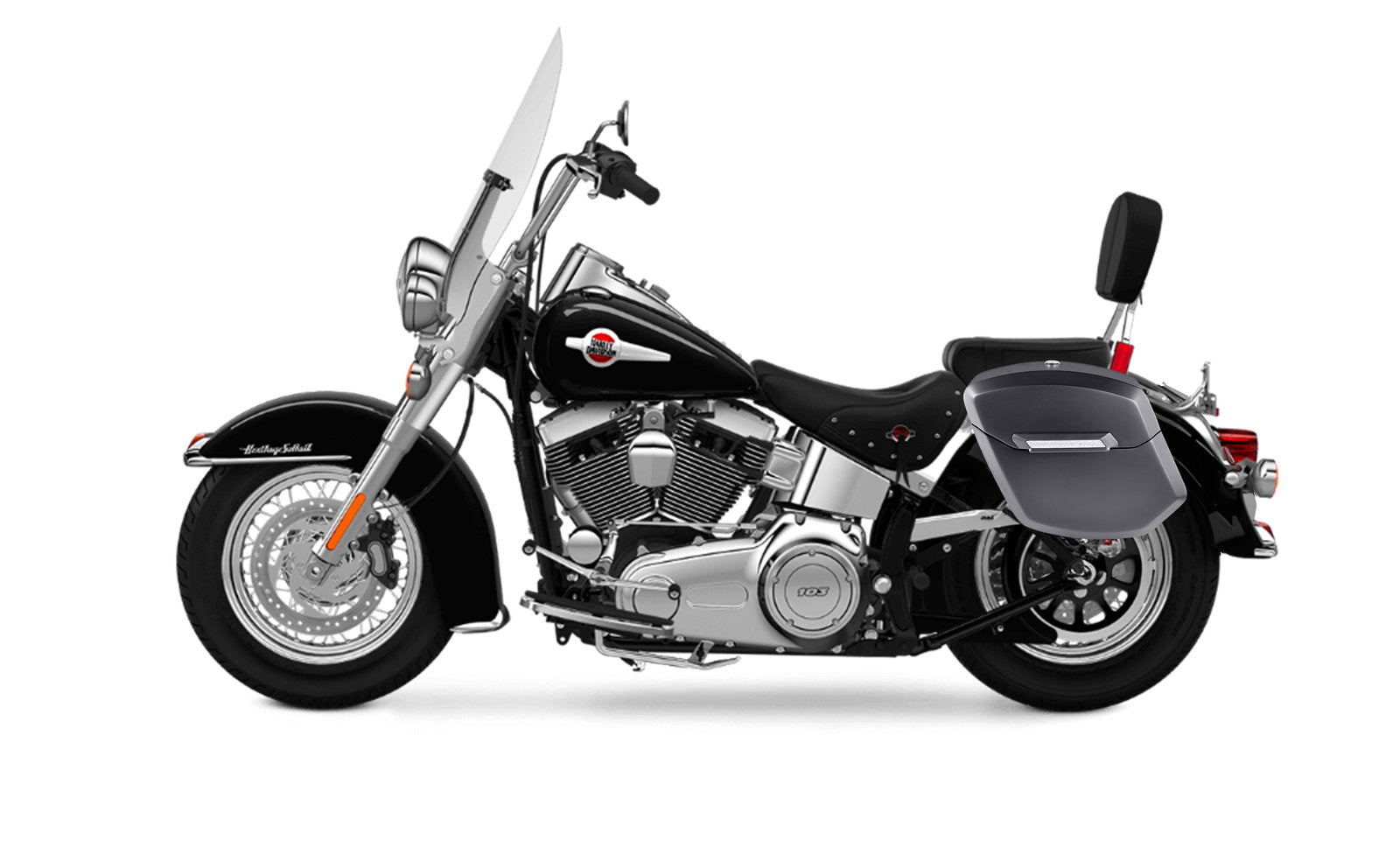 12L - Ironclad Quick Mount Medium Harley Heritage Classic FLSTC/I Matte Hard Solo Alforja (Left Only)