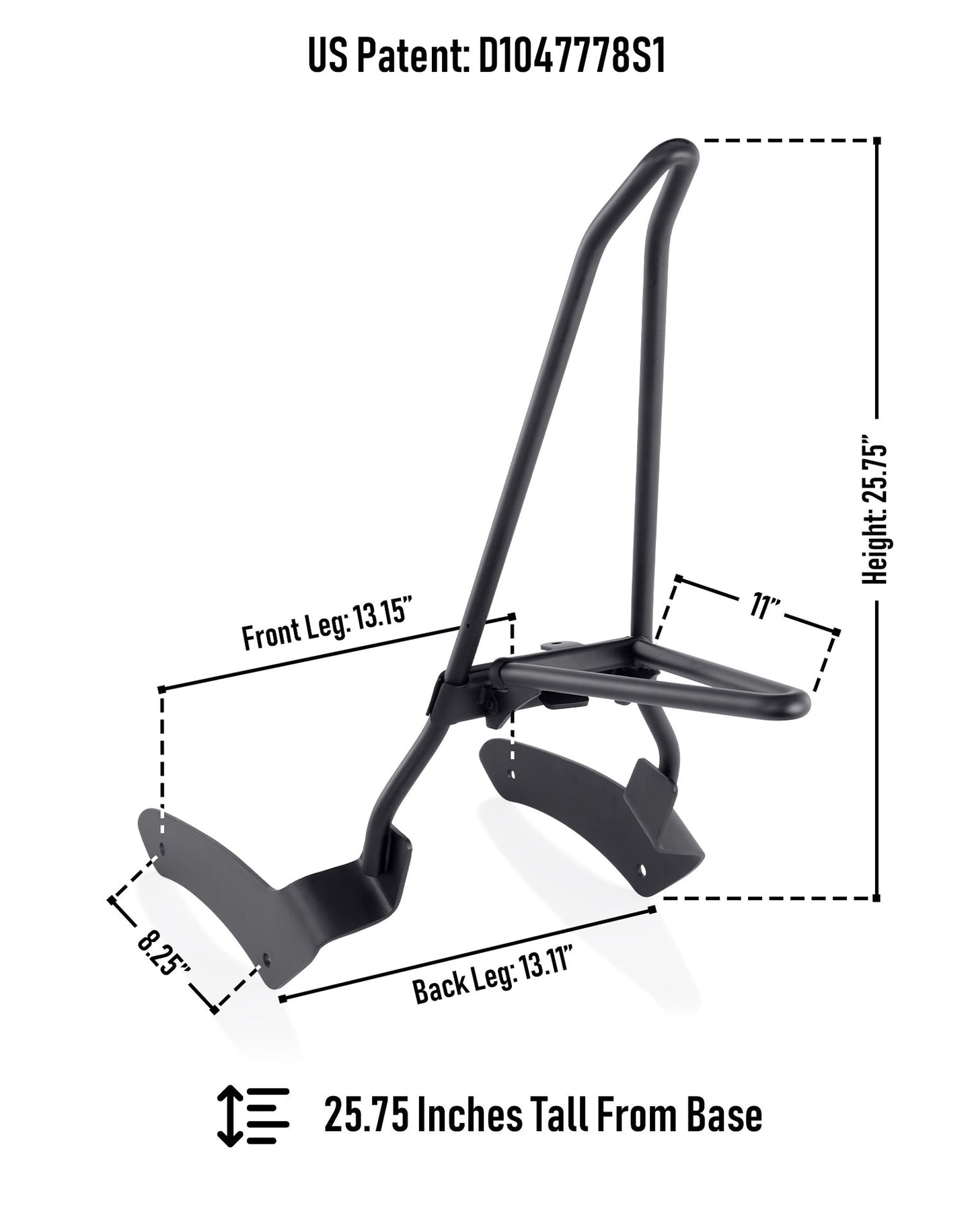 Iron Born Blade 25" Sissy bar with Foldable Luggage Rack para Kawasaki Vulcan 900 Classic, VN900 Matte Black