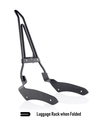 Iron Born Blade 25" Sissy bar with Foldable Luggage Rack para Kawasaki Vulcan 900 Classic, VN900 Matte Black