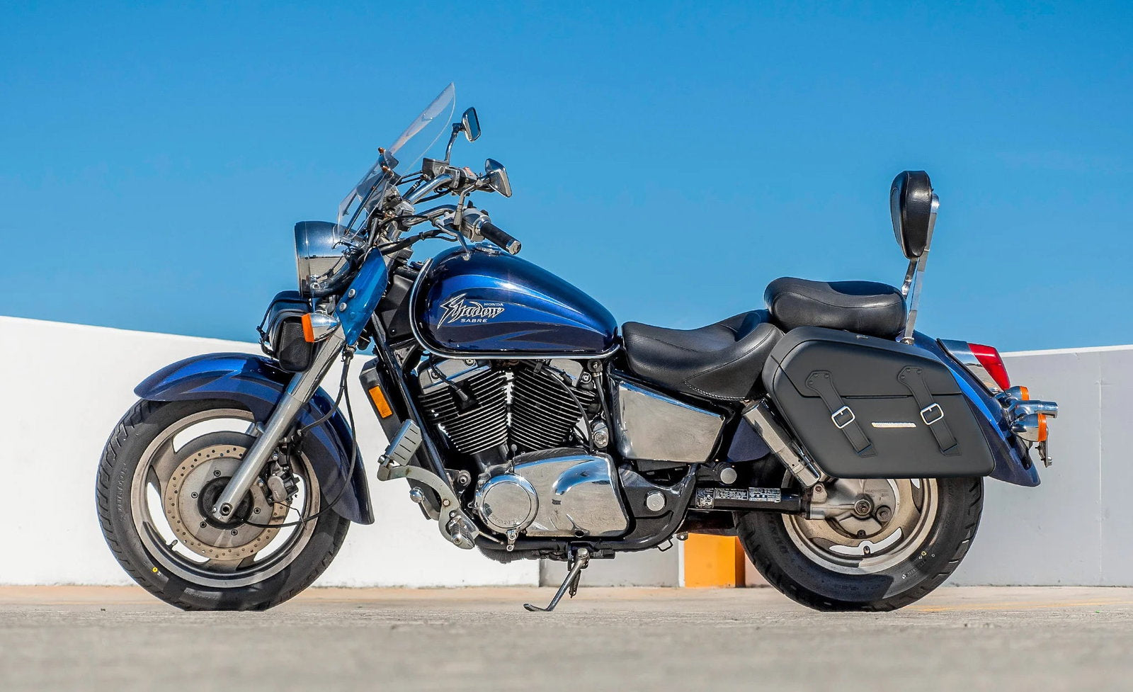 42L - Baldur XL Honda Shadow 1100 Sabre Leather Wrapped Hard Alforjas