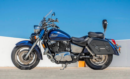 42L - Baldur XL Honda Shadow 1100 Sabre Leather Wrapped Hard Alforjas