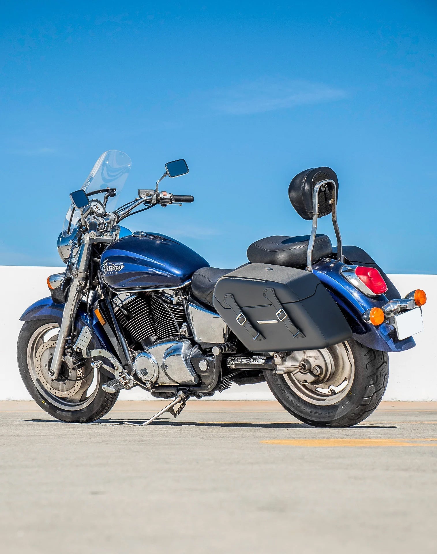 42L - Baldur XL Honda Shadow 1100 Sabre Leather Wrapped Hard Alforjas