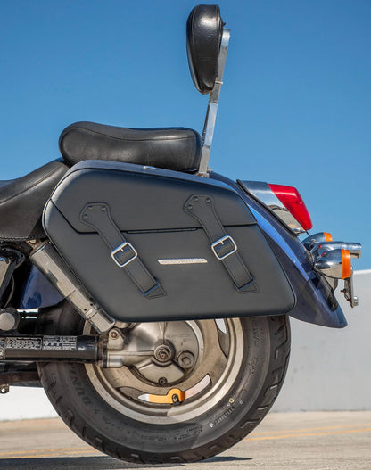 42L - Baldur XL Honda Shadow 1100 Sabre Leather Wrapped Hard Alforjas
