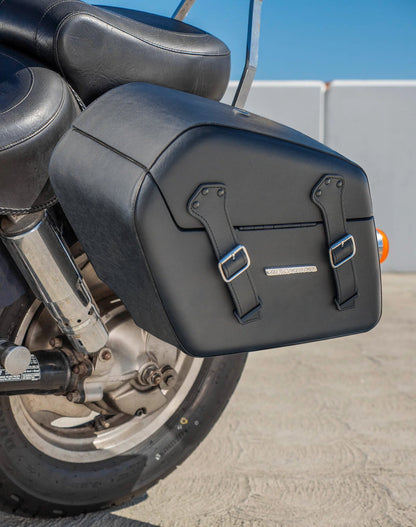 42L - Baldur XL Honda Shadow 1100 Sabre Leather Wrapped Hard Alforjas