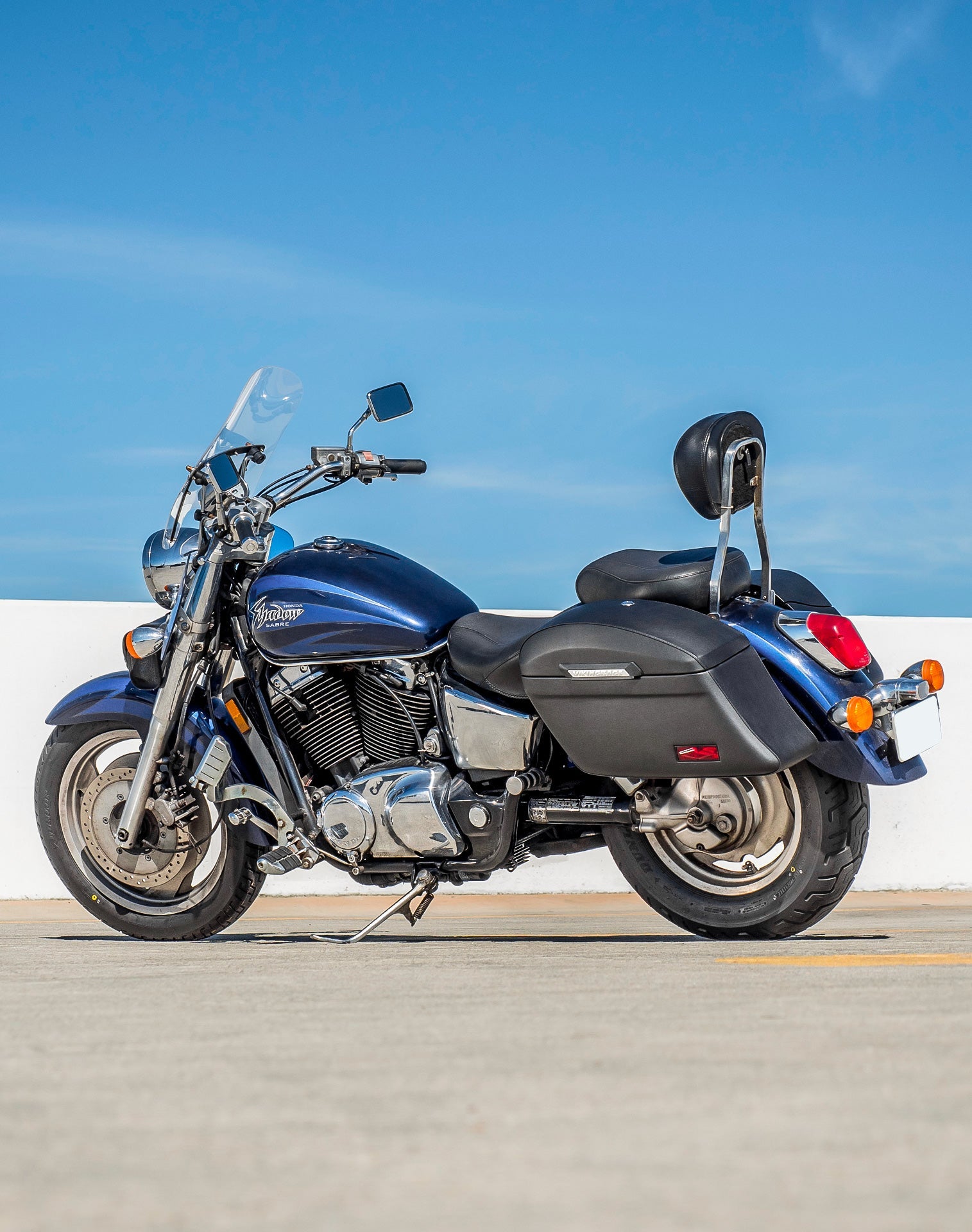 44L - Lamellar Stallion XL Honda Shadow 1100 Sabre Leather Wrapped Hard Alforjas