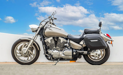 40L - Lamellar Raven XL Honda VTX 1300 C Leather Wrapped Hard Alforjas