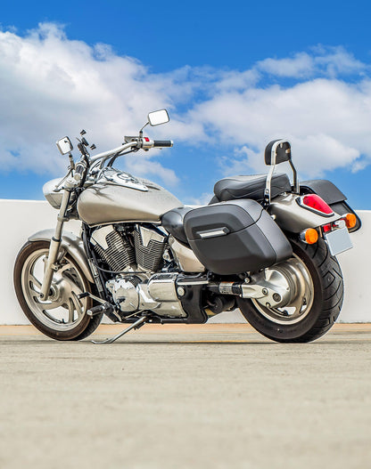 40L - Lamellar Raven XL Honda VTX 1300 C Leather Wrapped Hard Alforjas