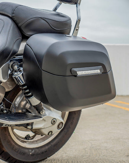 40L - Lamellar Raven XL Honda VTX 1300 C Leather Wrapped Hard Alforjas