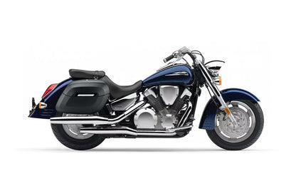 40L - Lamellar Raven XL Honda VTX 1300 R (Retro) Leather Wrapped Hard Alforjas