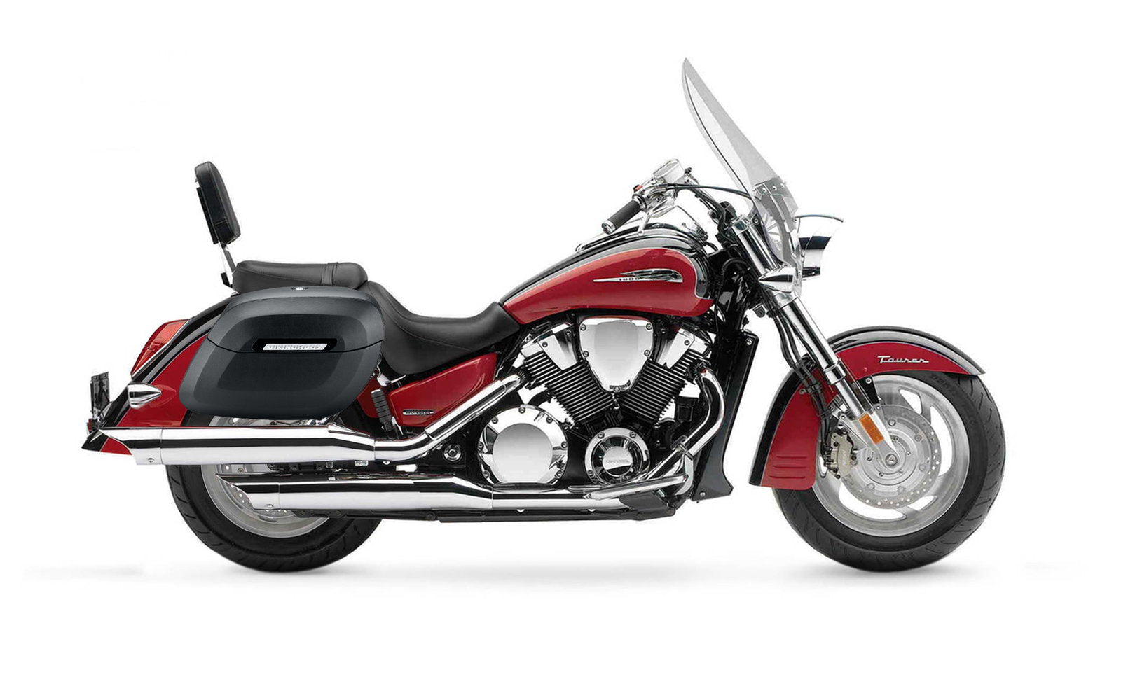 40L - Lamellar Raven XL Honda VTX 1800 T (Tourer) Leather Wrapped Hard Alforjas