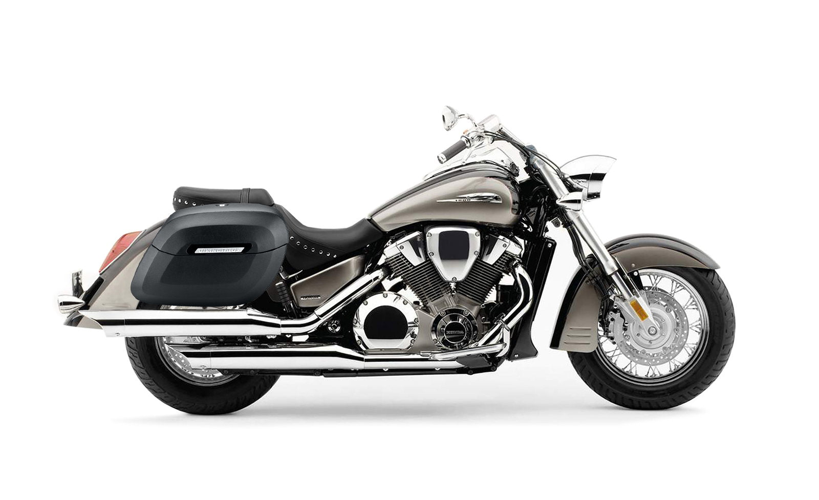 40L - Lamellar Raven XL Honda VTX 1800 S Leather Wrapped Hard Alforjas
