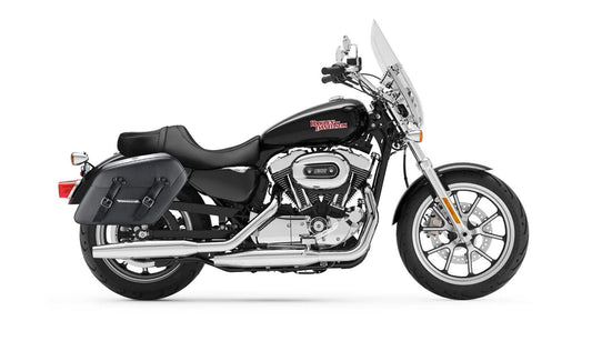38L - Baldur XL Shock Cutout Harley Sportster 1200 Super Low XL1200T Leather Wrapped Hard Alforjas