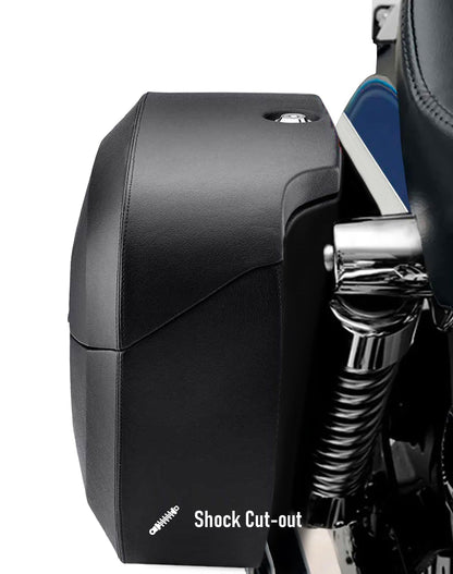 38L - Baldur XL Shock Cutout Harley Sportster 1200 Iron XL1200NS Leather Wrapped Hard Alforjas