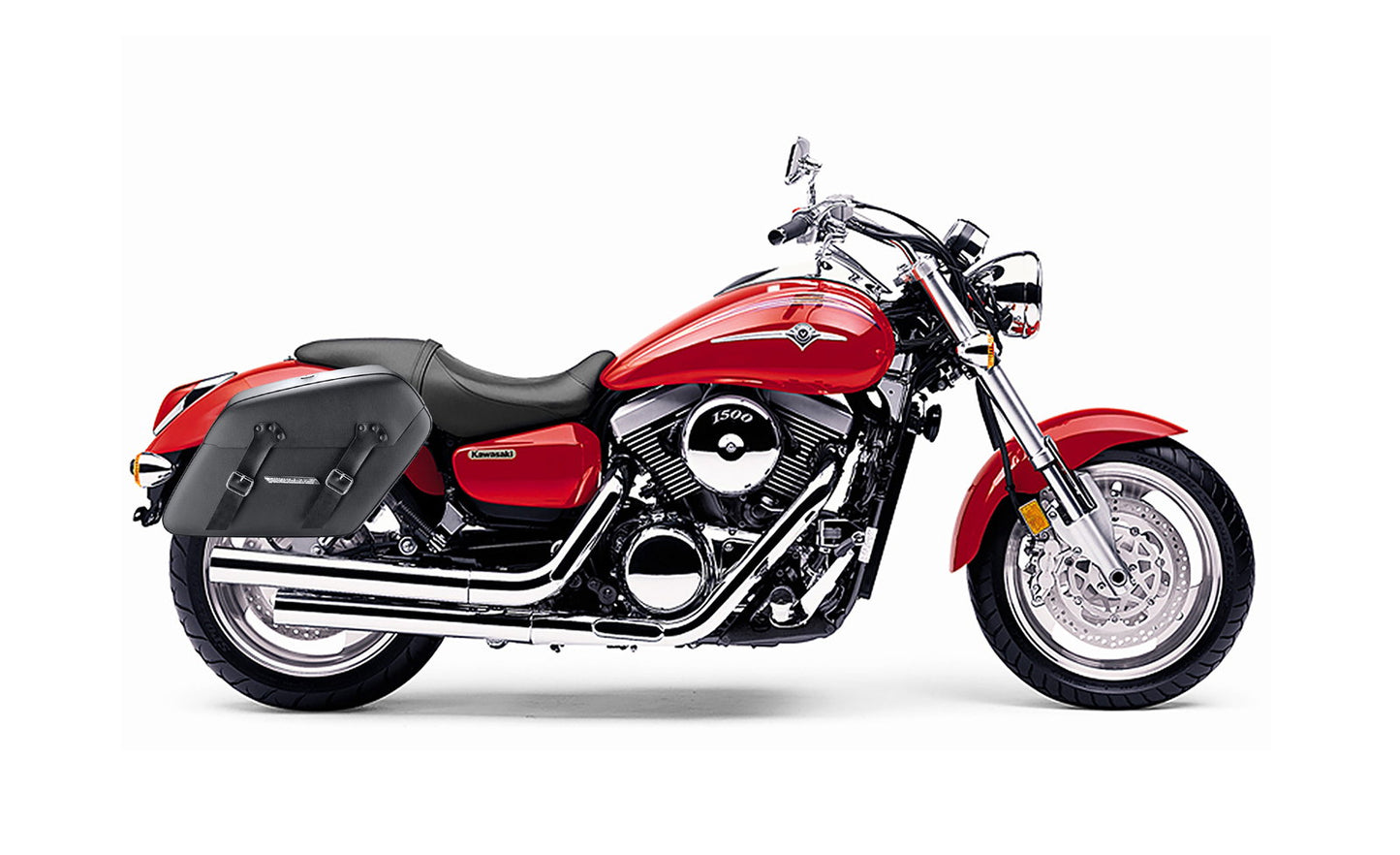 38L - Baldur XL Shock Cutout Kawasaki Mean Streak 1500 Leather Wrapped Hard Alforjas