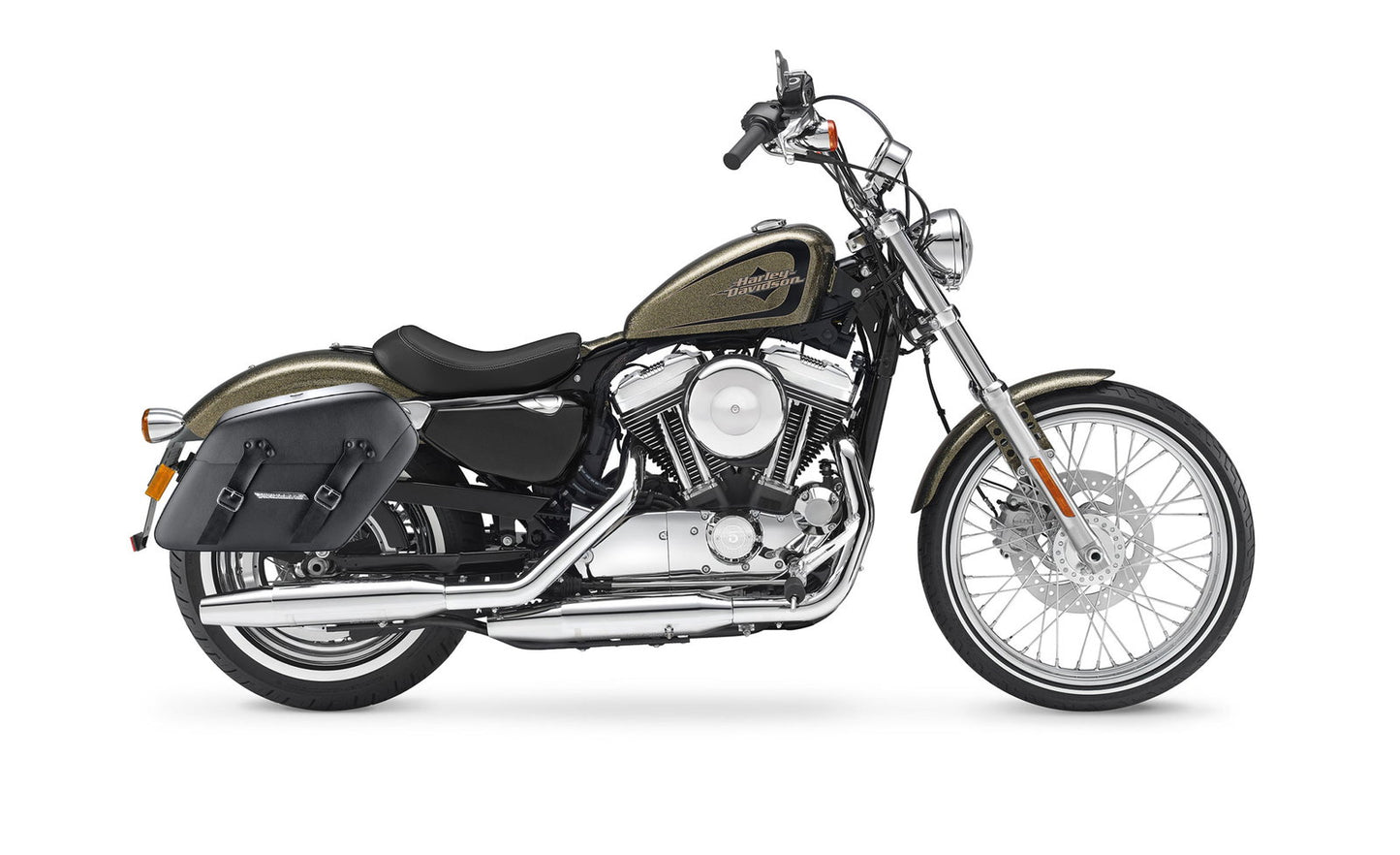 38L - Baldur XL Shock Cutout Harley Sportster 72 XL1200V Leather Wrapped Hard Alforjas