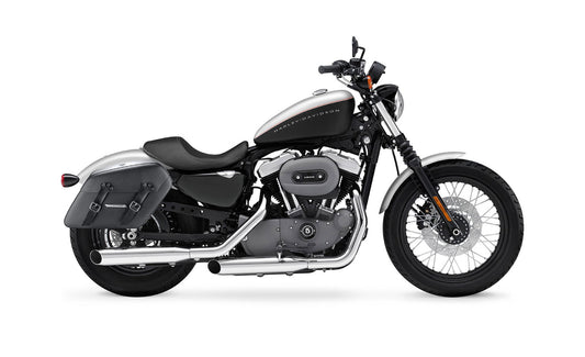 38L - Baldur XL Shock Cutout Harley Sportster 1200 Nightster XL1200N Leather Wrapped Hard Alforjas