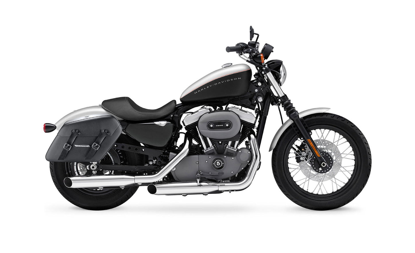 38L - Baldur XL Shock Cutout Harley Sportster 1200 Nightster XL1200N Leather Wrapped Hard Alforjas