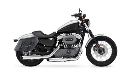 38L - Baldur XL Shock Cutout Harley Sportster 1200 Nightster XL1200N Leather Wrapped Hard Alforjas