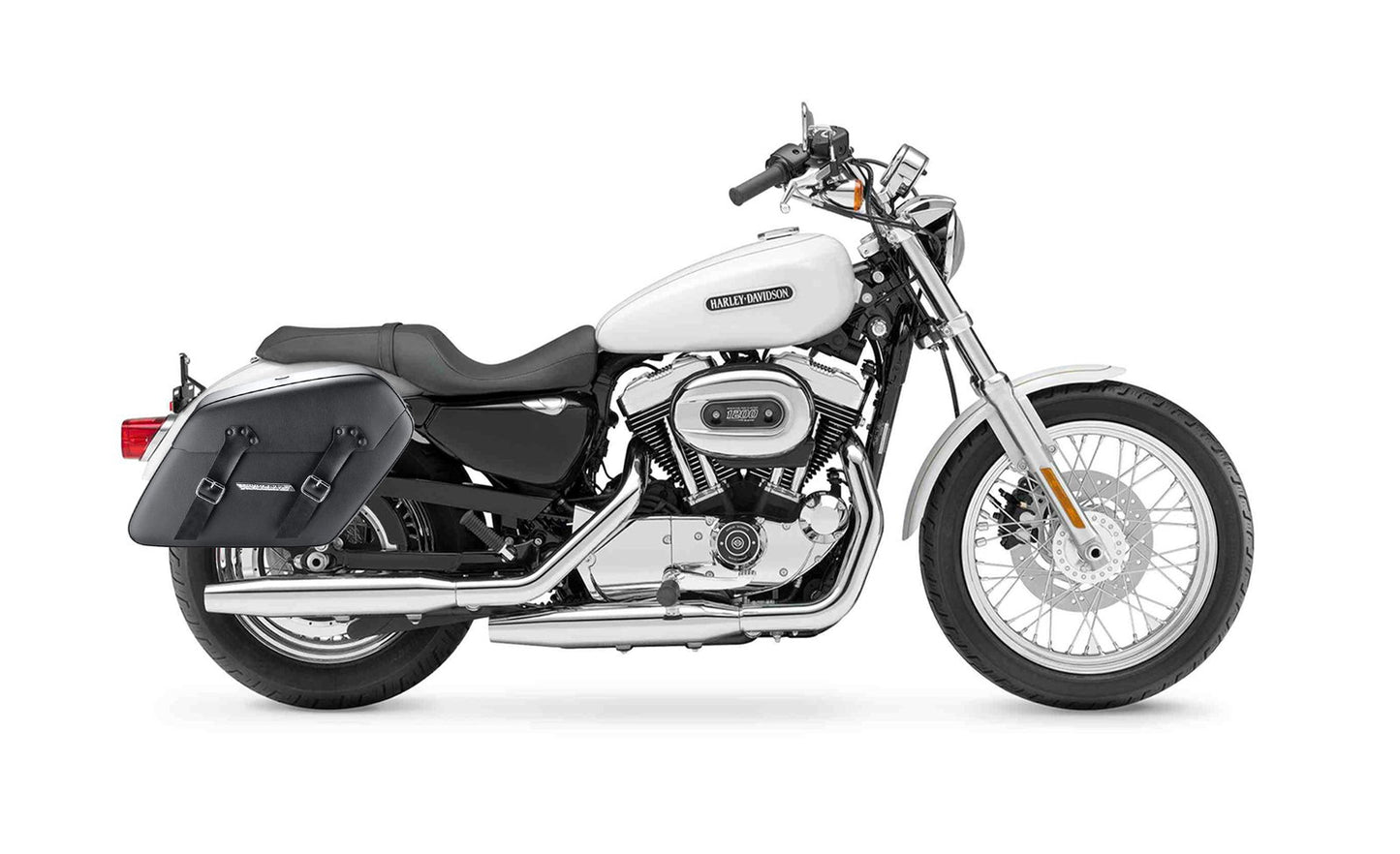 38L - Baldur XL Shock Cutout Harley Sportster 1200 Low XL1200L Leather Wrapped Hard Alforjas