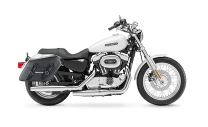 38L - Baldur XL Shock Cutout Harley Sportster 1200 Low XL1200L Leather Wrapped Hard Alforjas